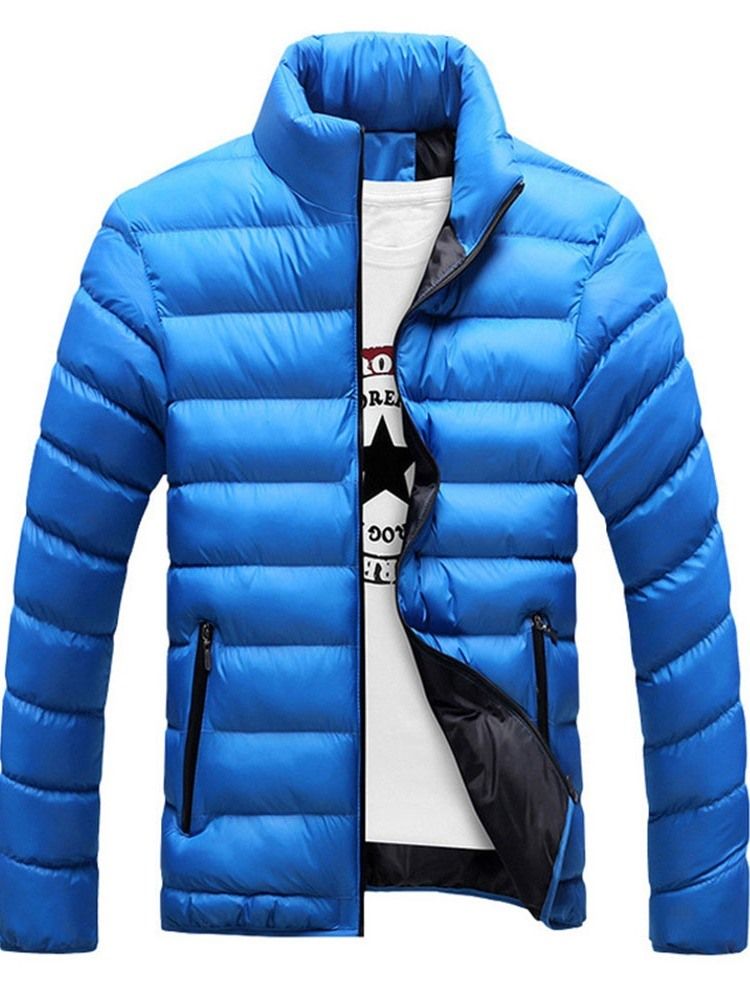Jaqueta Casual Masculina Com Gola E Zíper Padrão