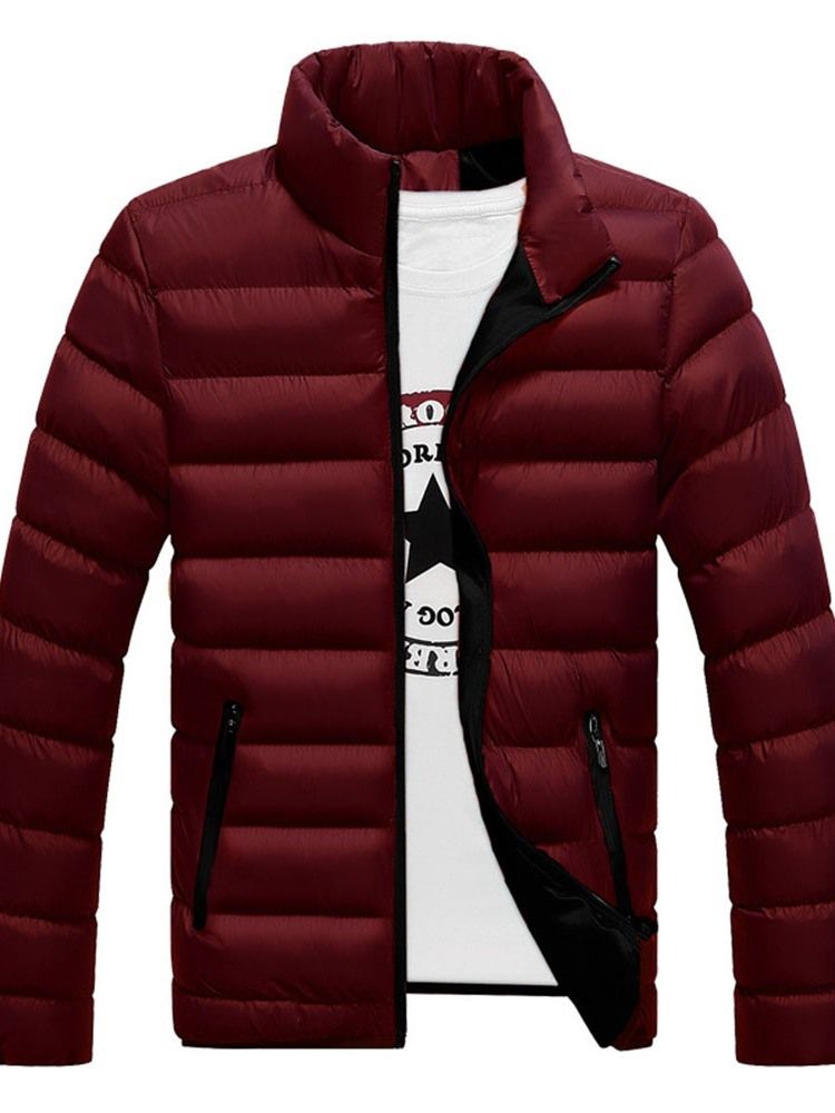 Jaqueta Casual Masculina Com Gola E Zíper Padrão