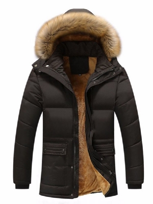 Jaqueta Casual Masculina De Comprimento Médio Com Capuz E Zíper