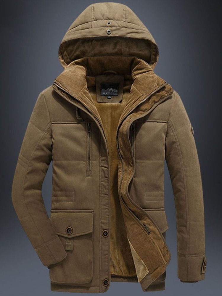 Jaqueta Com Capuz E Zíper De Comprimento Médio Com Capuz Casual Masculino