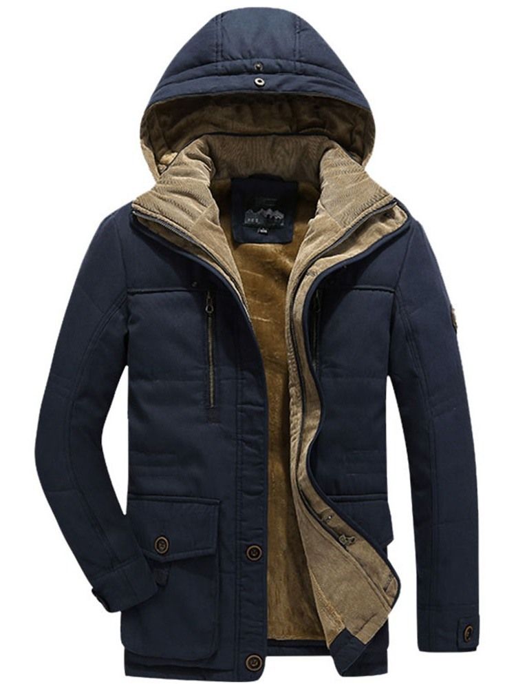 Jaqueta Com Capuz E Zíper De Comprimento Médio Com Capuz Casual Masculino