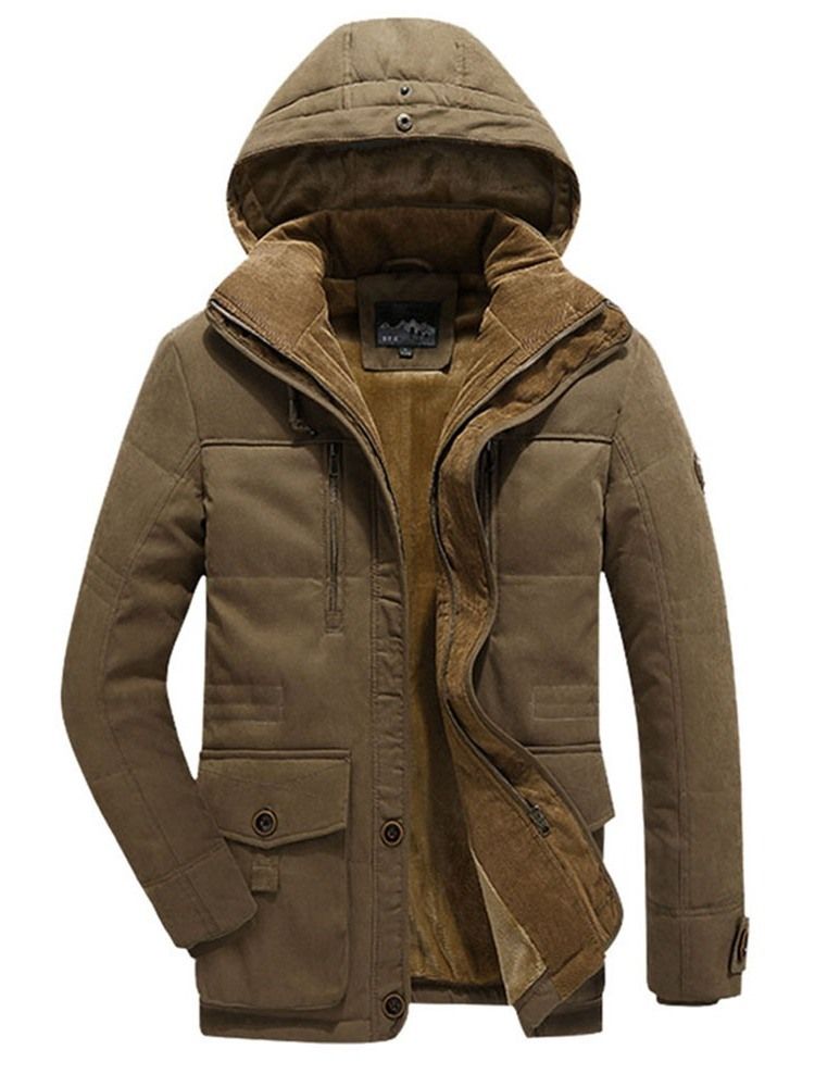 Jaqueta Com Capuz E Zíper De Comprimento Médio Com Capuz Casual Masculino