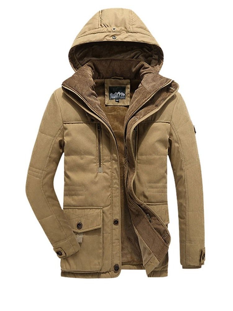 Jaqueta Com Capuz E Zíper De Comprimento Médio Com Capuz Casual Masculino