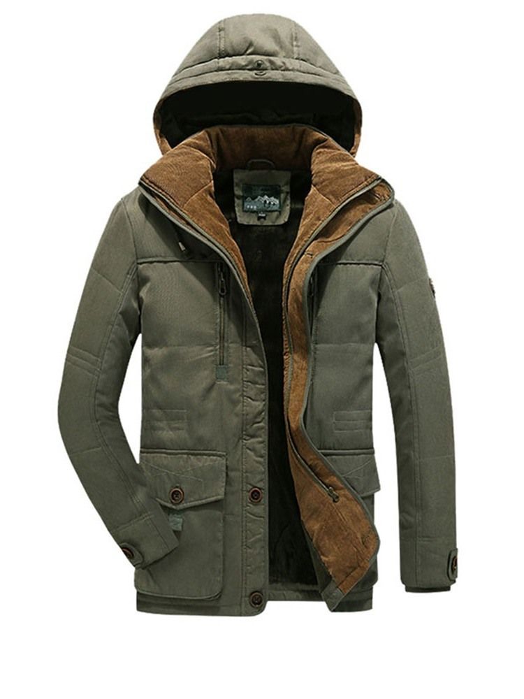 Jaqueta Com Capuz E Zíper De Comprimento Médio Com Capuz Casual Masculino