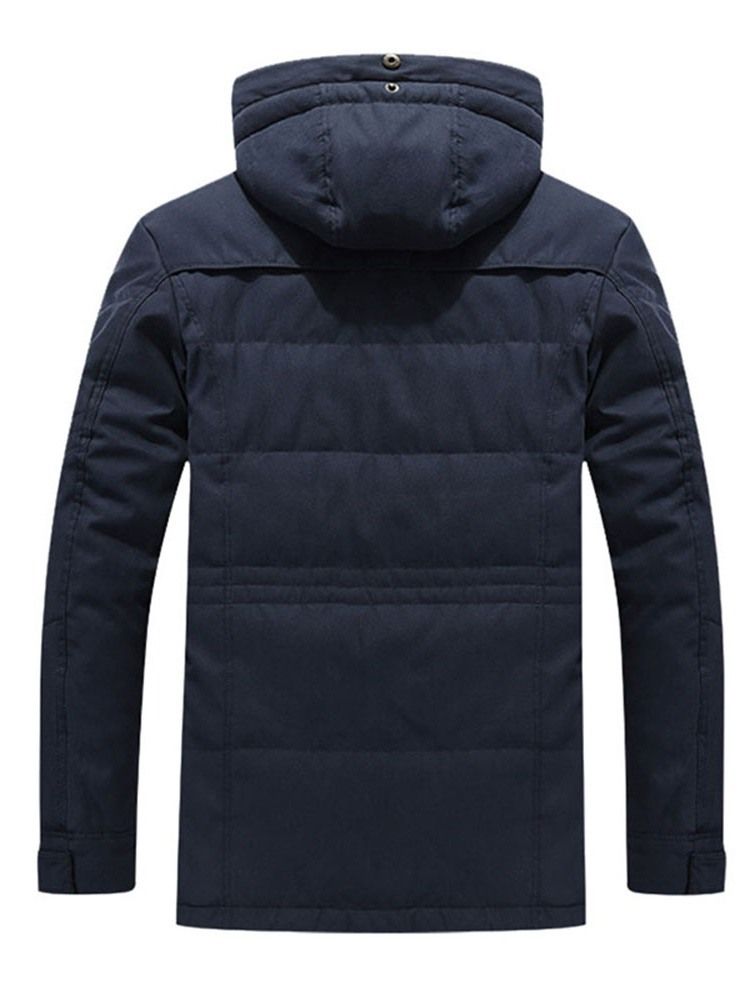 Jaqueta Com Capuz E Zíper De Comprimento Médio Com Capuz Casual Masculino