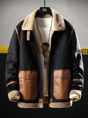 Jaqueta De Lapela Grossa Patchwork Solta Moda Masculina
