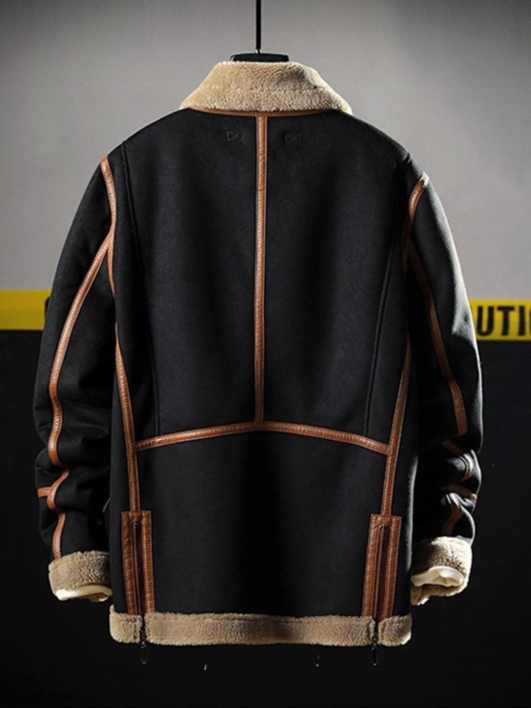 Jaqueta De Lapela Grossa Patchwork Solta Moda Masculina