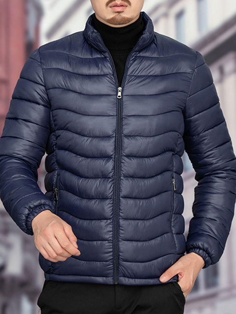 Jaqueta Padrão Masculino Com Gola Lisa Casual Com Zíper