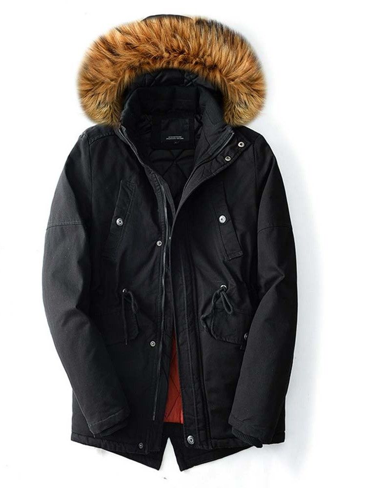 Patchwork Cor De Comprimento Médio Em Bloco Com Zíper Casaco Acolchoado Masculino