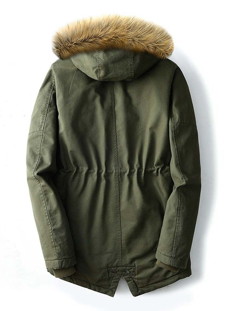 Patchwork Cor De Comprimento Médio Em Bloco Com Zíper Casaco Acolchoado Masculino