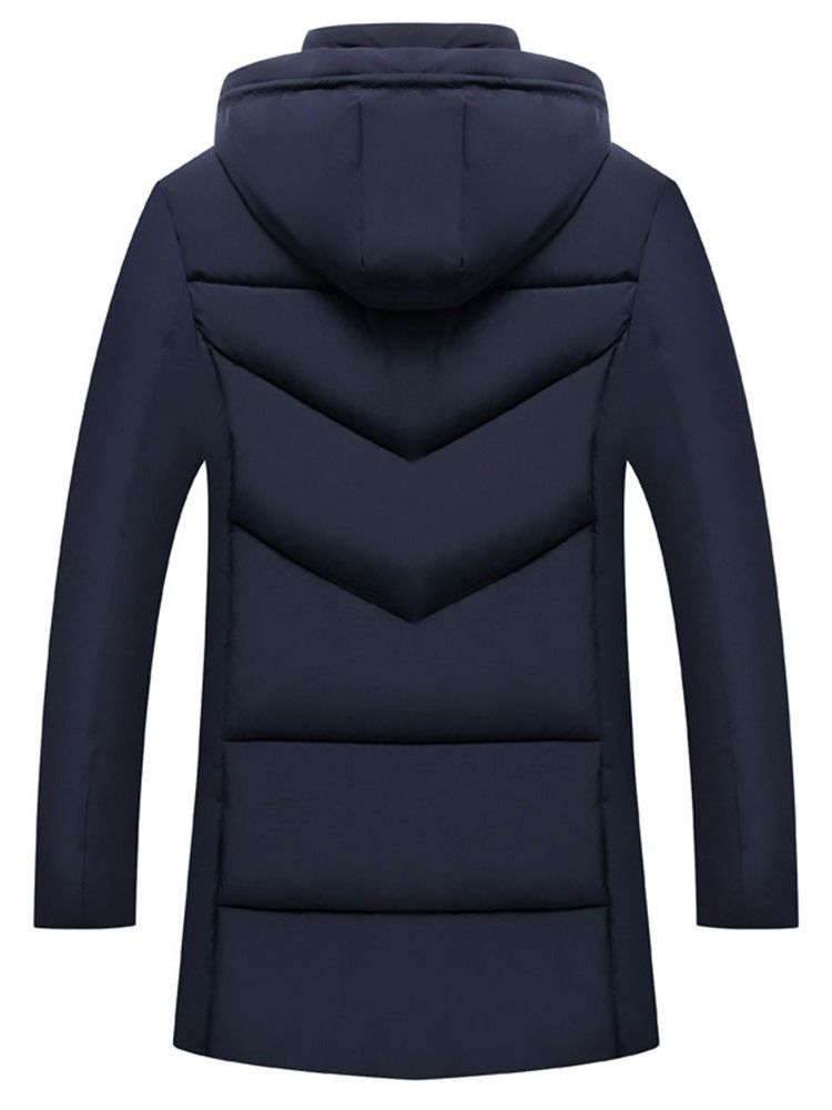 Patchwork Simples Com Zíper De Comprimento Médio Jaqueta Casual Masculina