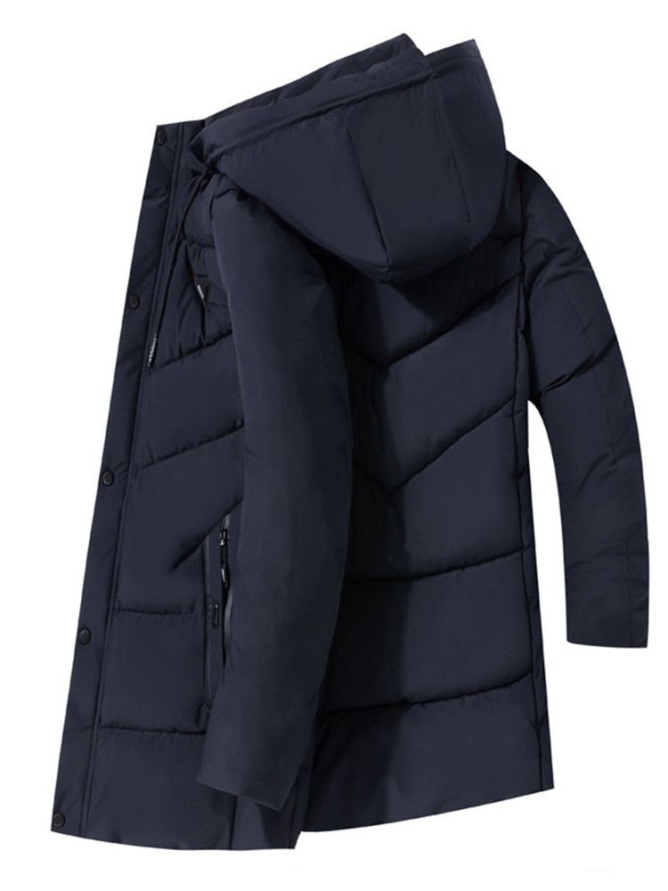 Patchwork Simples Com Zíper De Comprimento Médio Jaqueta Casual Masculina