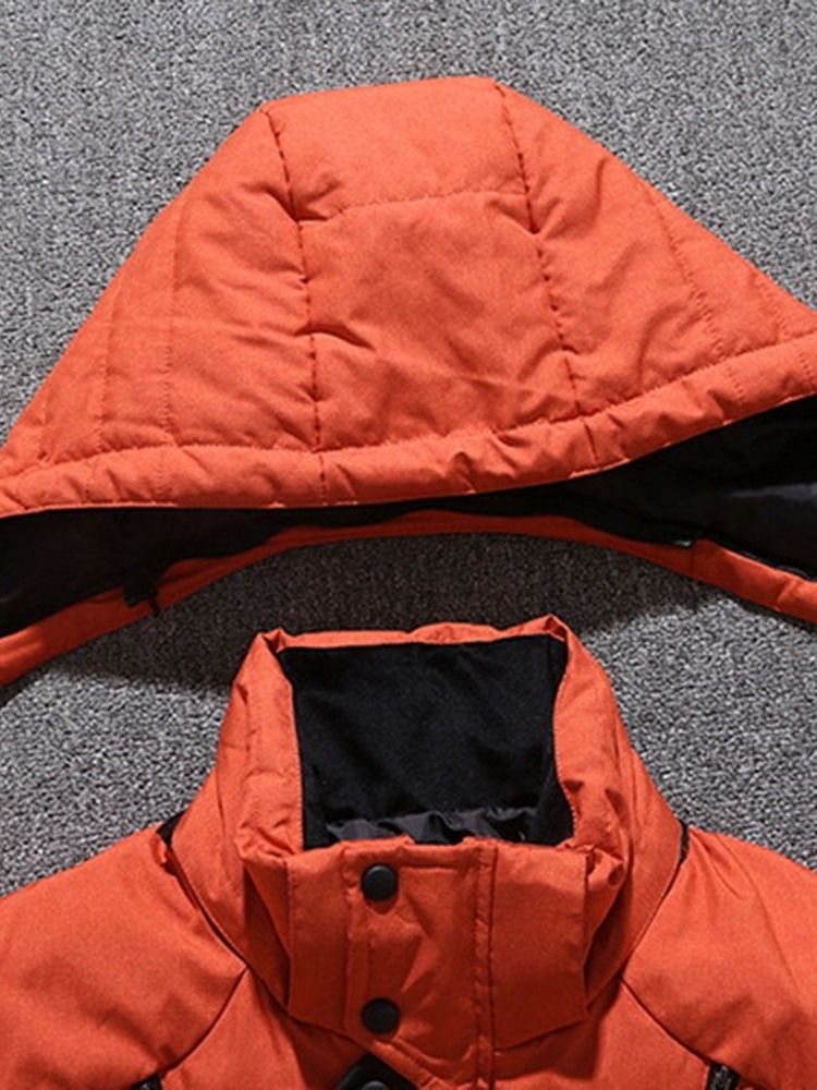 Suporte Patchwork Masculino Gola Padrão Com Zíper Jaqueta Casual Para Baixo