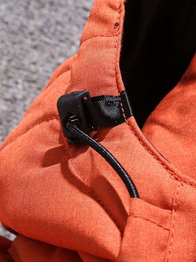 Suporte Patchwork Masculino Gola Padrão Com Zíper Jaqueta Casual Para Baixo