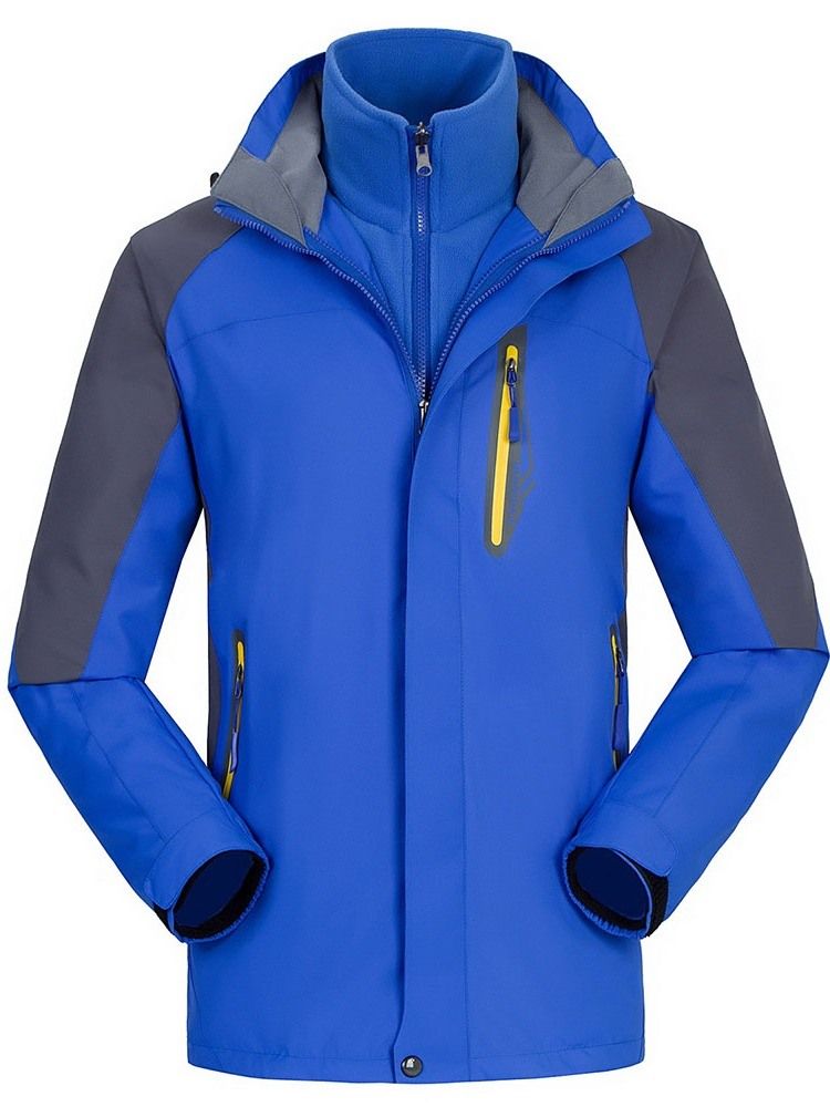 Zíper Cor Bloco Casaco Padrão Casual Masculino