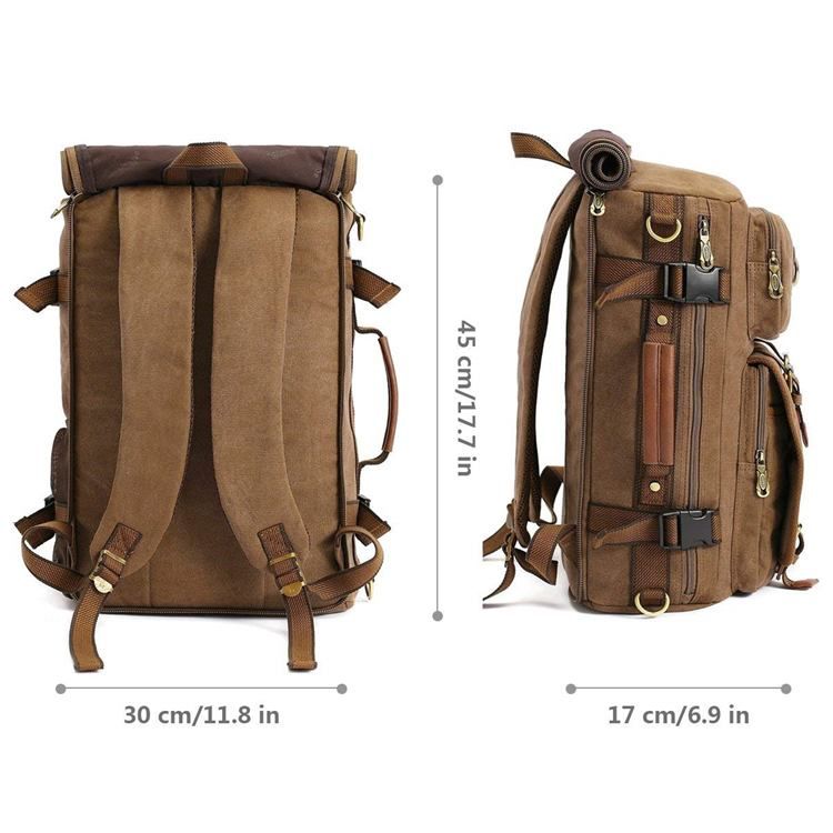 Bolsa De Caminhada Em Couro De Lona Retrô