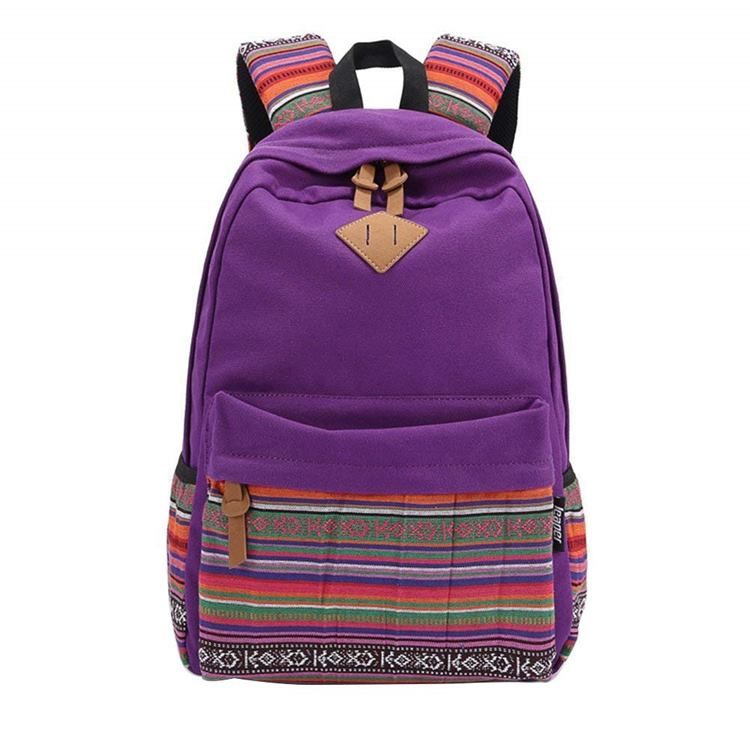 Mochila Feminina Com Zíper Floral Em Tela