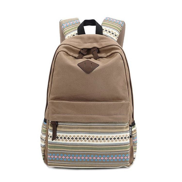 Mochila Feminina Com Zíper Floral Em Tela