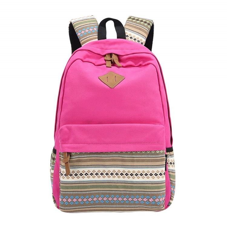 Mochila Feminina Com Zíper Floral Em Tela