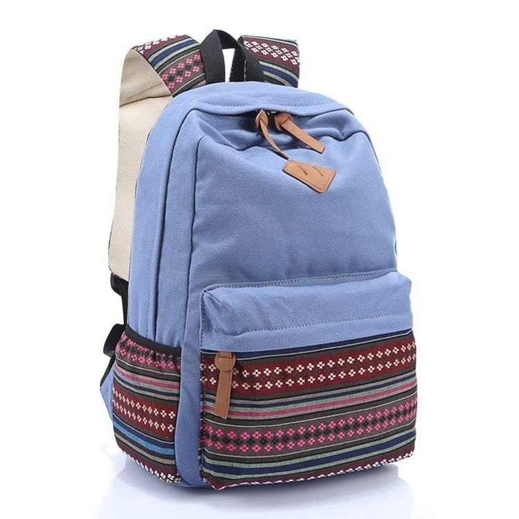 Mochila Feminina Com Zíper Floral Em Tela