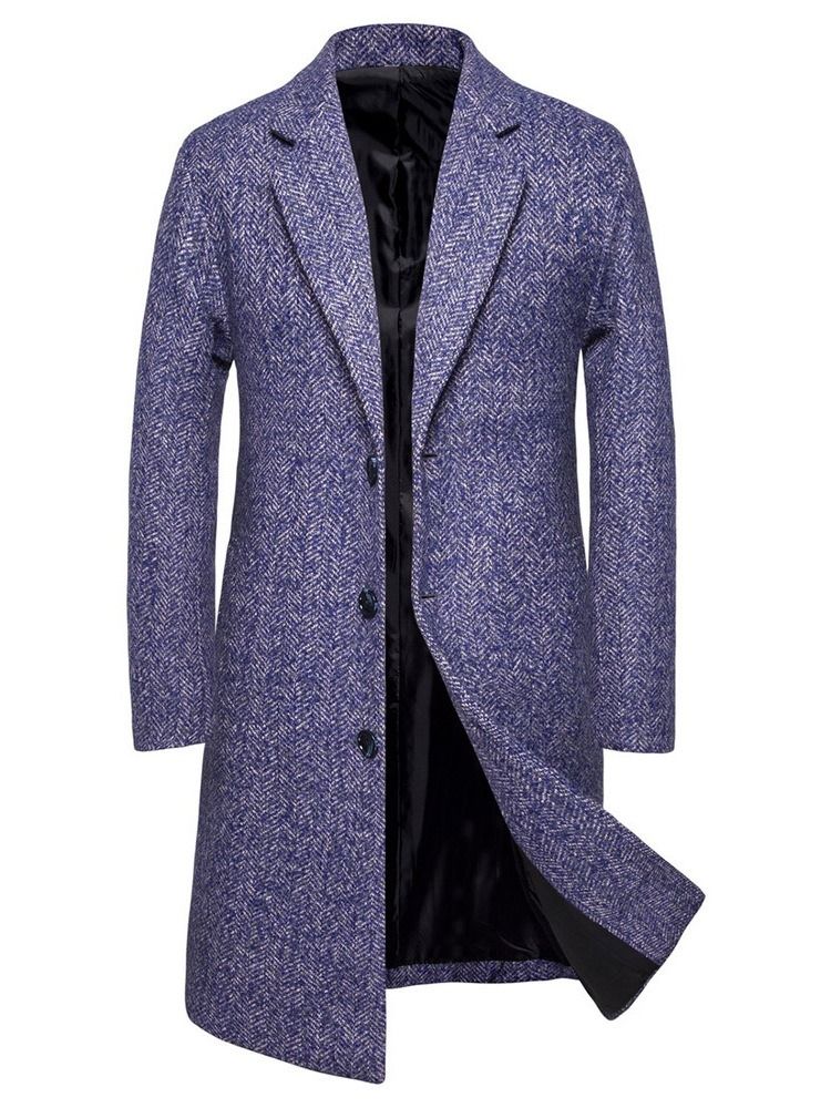Casaco Fino Masculino De Lapela Com Entalhe Liso Longo
