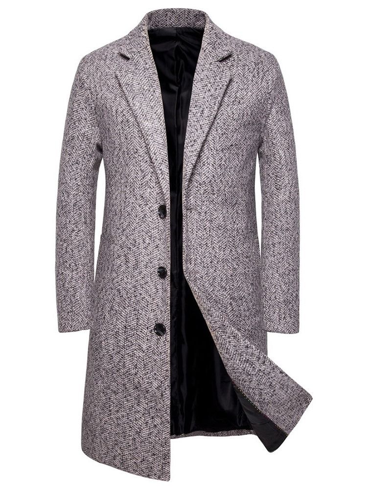 Casaco Fino Masculino De Lapela Com Entalhe Liso Longo