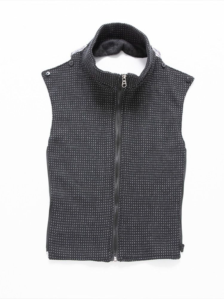 Casaco De Lã De Inverno Masculino Com Botão De Zíper Liso