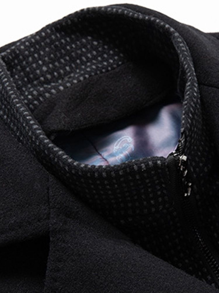 Casaco De Lã De Inverno Masculino Com Botão De Zíper Liso