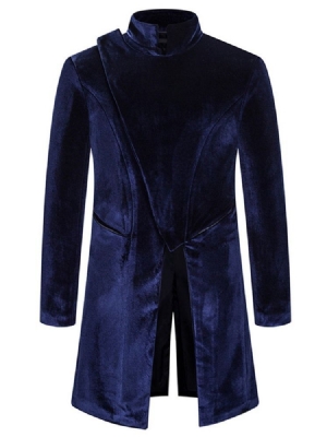 Casaco Liso Masculino Longo Colarinho Solto Coreano
