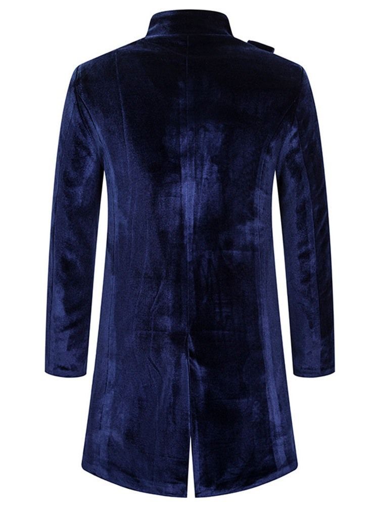 Casaco Liso Masculino Longo Colarinho Solto Coreano