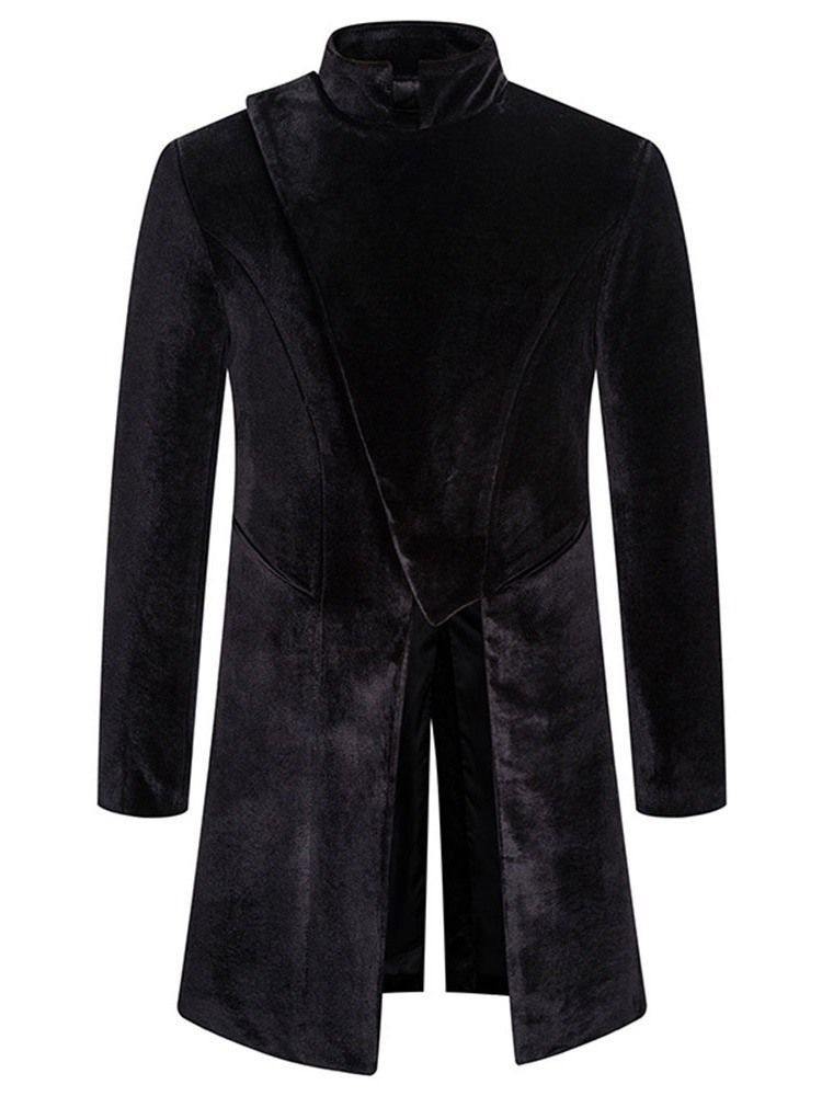 Casaco Liso Masculino Longo Colarinho Solto Coreano