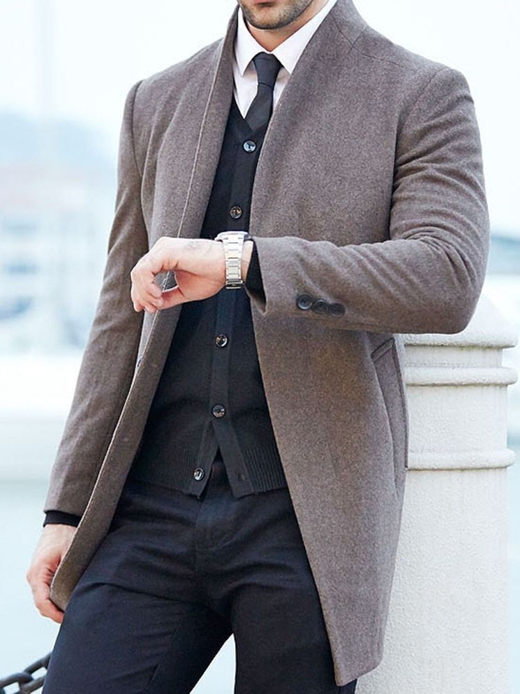 Casaco Masculino Com Decote Simples De Botão De Comprimento Médio