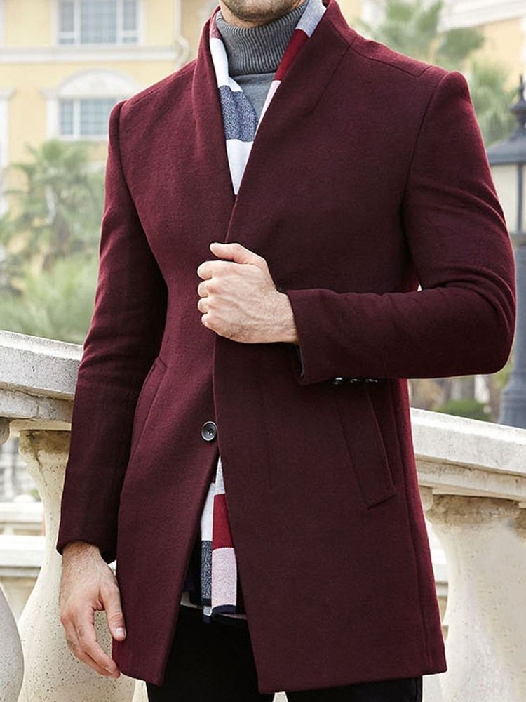 Casaco Masculino Com Decote Simples De Botão De Comprimento Médio