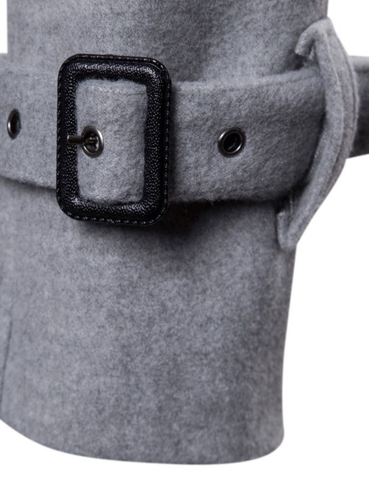 Casaco Masculino Liso Fino De Lã Ervilha Com Cinto