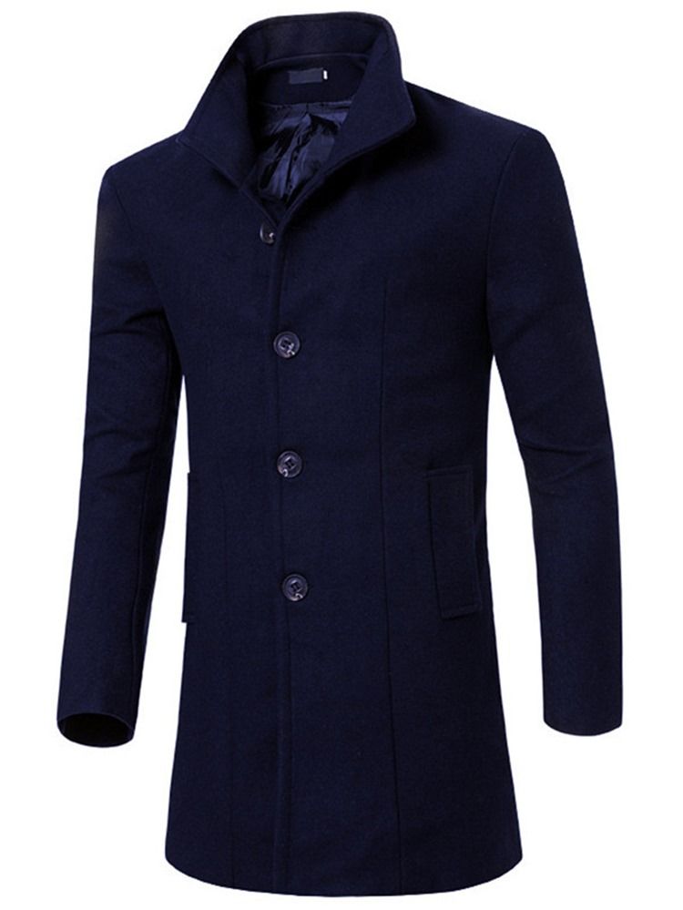 Casaco Masculino Longo Fino De Cor Sólida