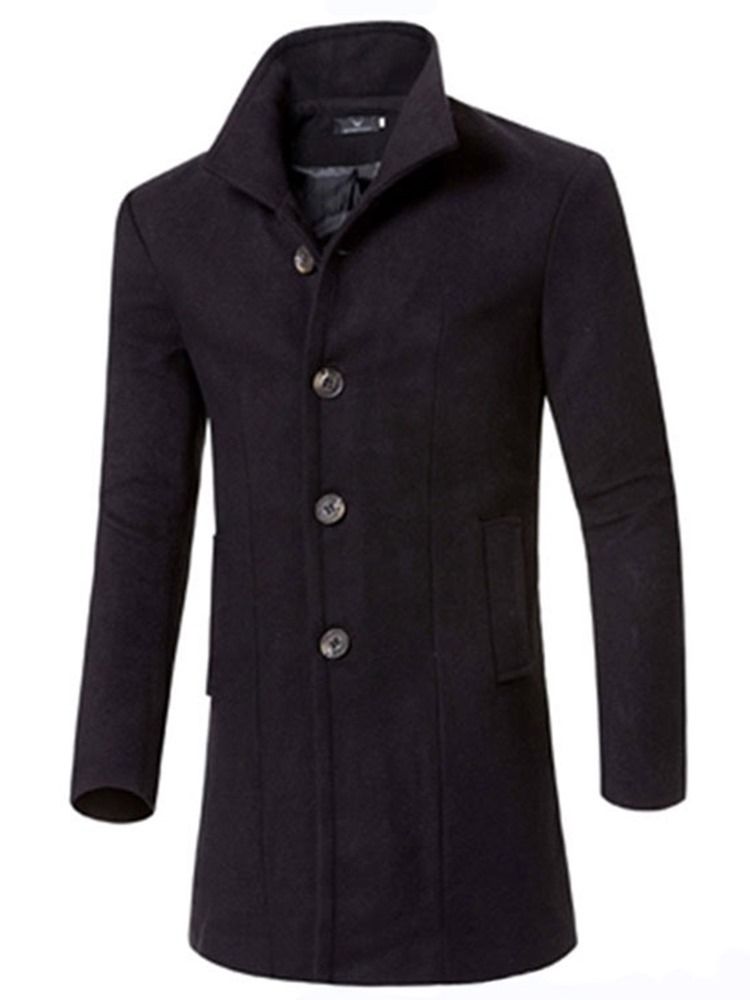 Casaco Masculino Longo Fino De Cor Sólida