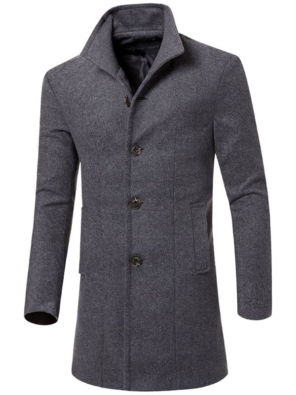 Casaco Masculino Longo Fino De Cor Sólida