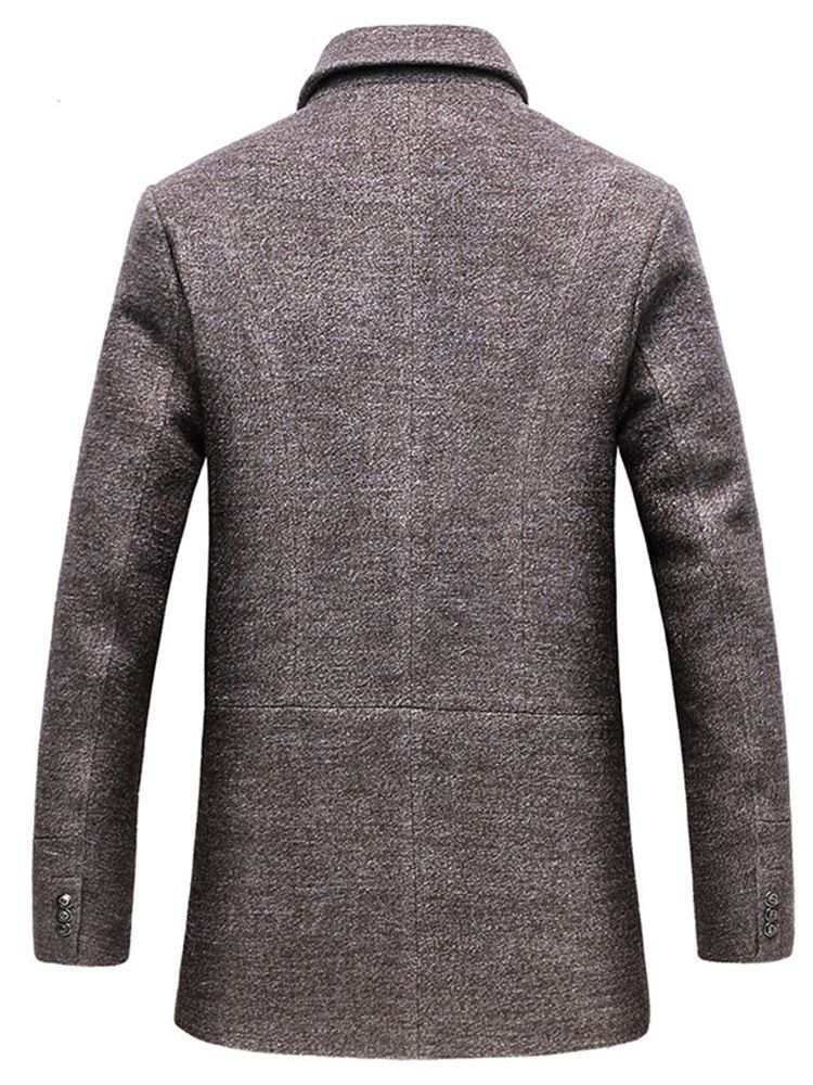 Casacos De Lã De Inverno De Comprimento Médio Masculino De Lapela Lisa