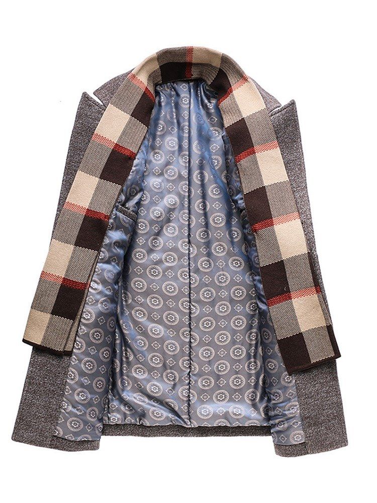 Casacos De Lã De Inverno De Comprimento Médio Masculino De Lapela Lisa