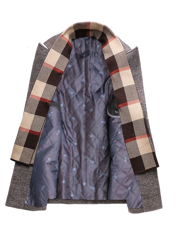 Casacos De Lã De Inverno De Comprimento Médio Masculino De Lapela Lisa