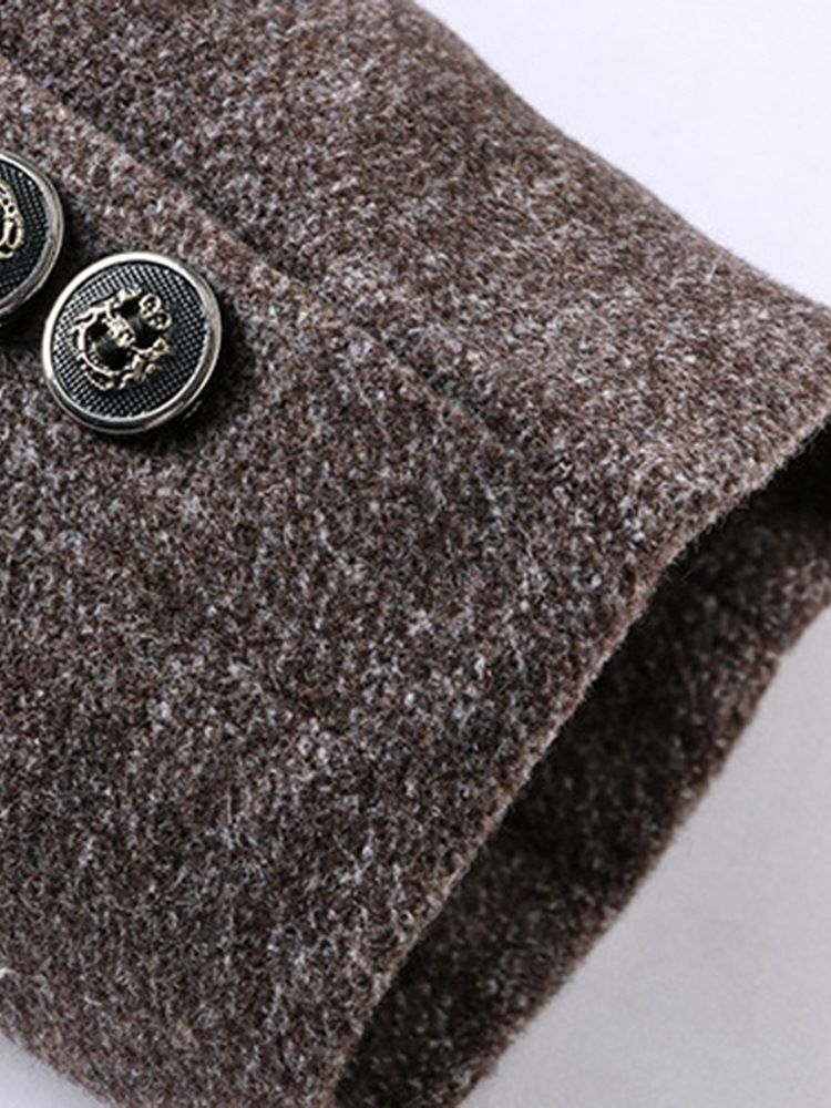 Casacos De Lã De Inverno De Comprimento Médio Masculino De Lapela Lisa