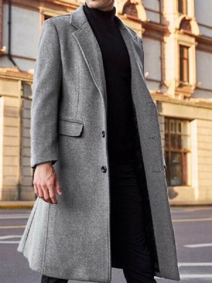 Estilo Longo Lapela Entalhada Lisa England A Line Casaco Masculino