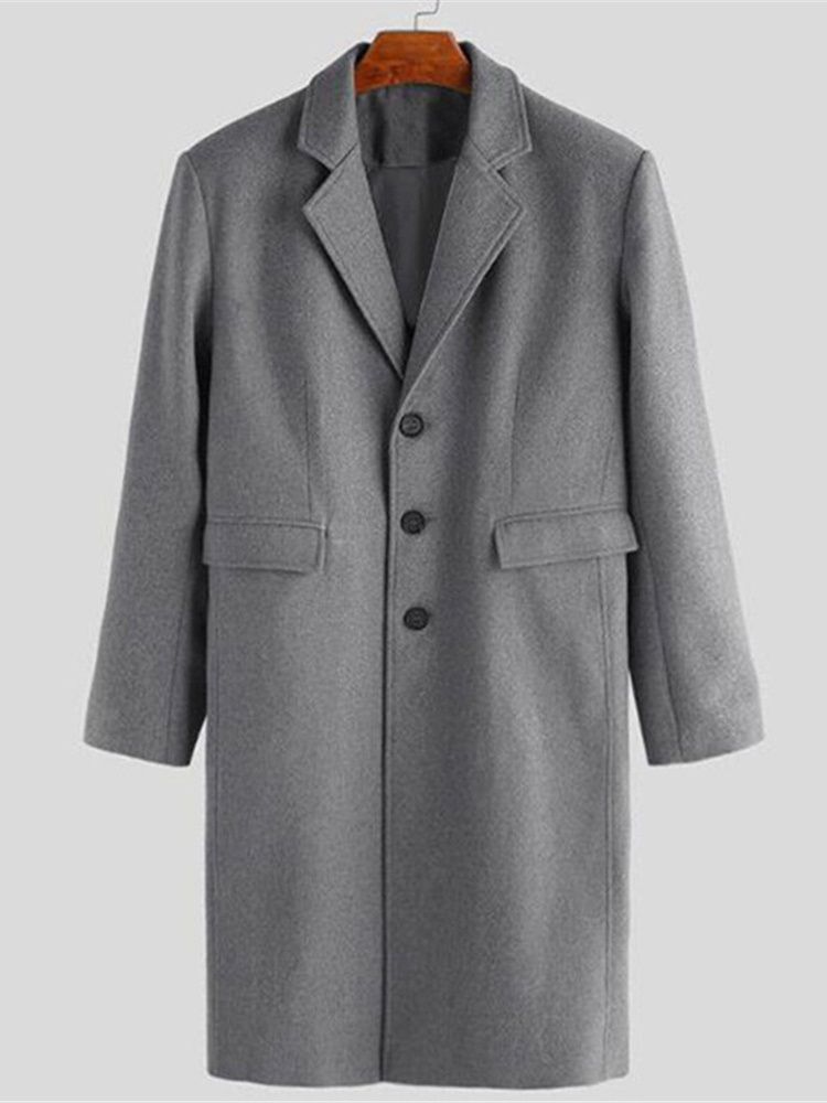 Estilo Longo Lapela Entalhada Lisa England A Line Casaco Masculino