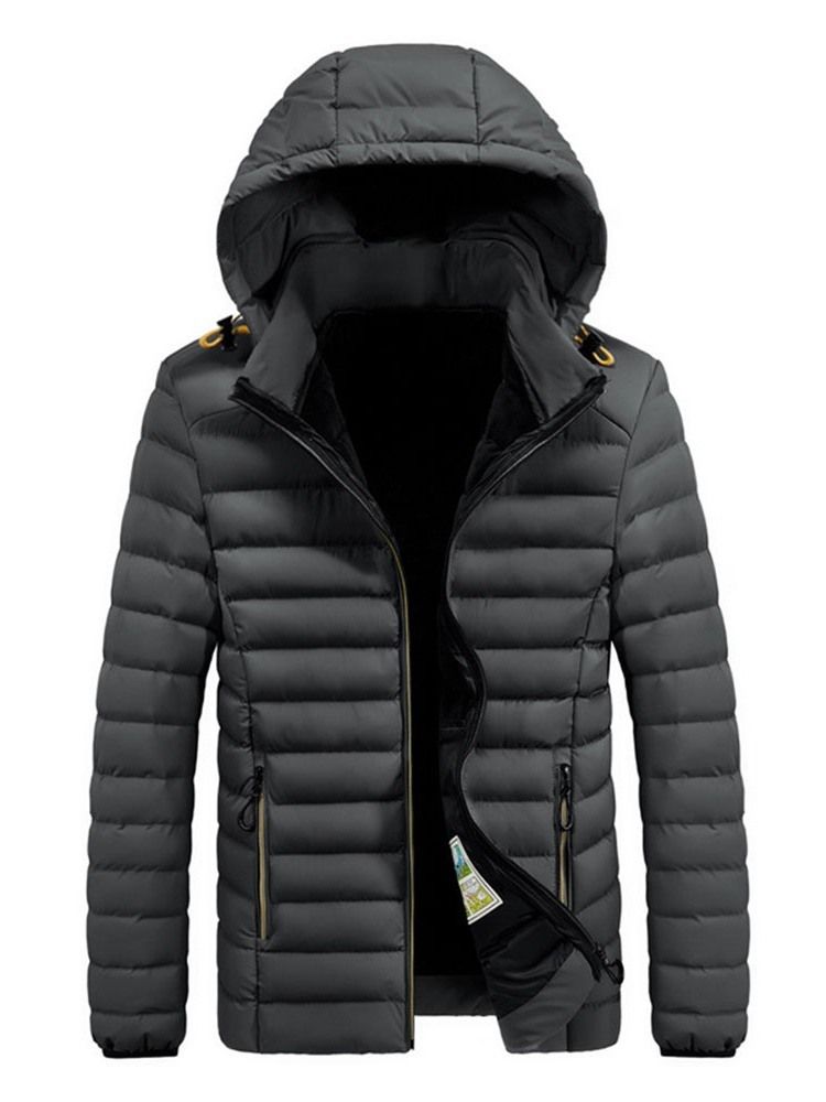 Jaqueta Casual Masculina Padrão Com Capuz
