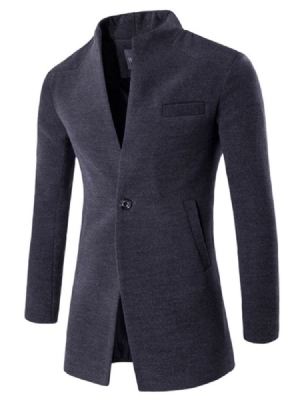 Padrão Midi Colarinho De Um Botão Jaleco Clássico Liso Fino Masculino
