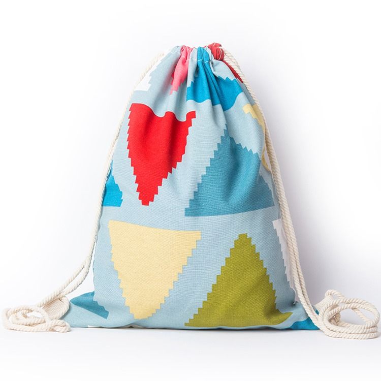 Mochila Casual De Cordas Com Estampas Geométricas