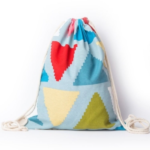 Mochila Casual De Cordas Com Estampas Geométricas