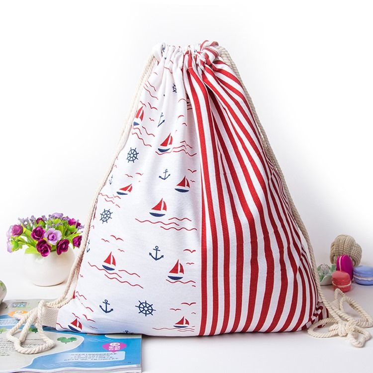 Mochila Casual De Cordas Com Estampas Geométricas