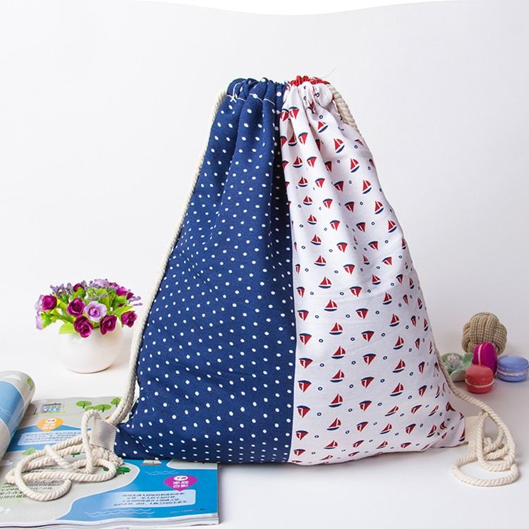Mochila Casual De Cordas Com Estampas Geométricas