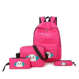Mochila De Lona Com Padrão Adorável De Desenho Animado (conjunto De Quatro Bolsas)
